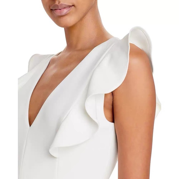 French Connection Whisper Ruffle V Neck Dress - Picture 4 of 5